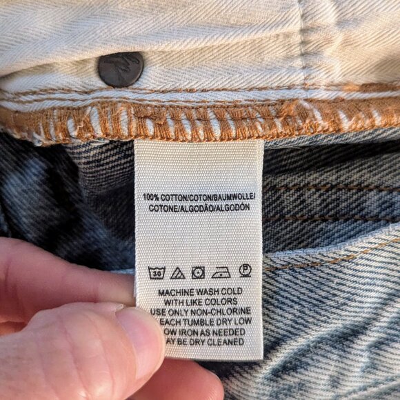 We The Free Free People Denim Front Slit Skirt Sz 27 Distressed Raw Hem Cotton S - Picture 4 of 6